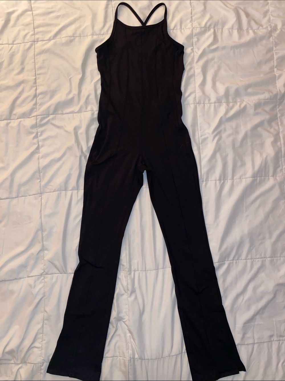 Black Women's Jumpsuit with Cross-Back Straps
